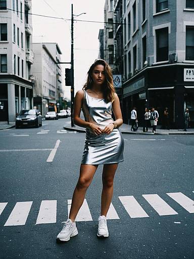 Streetwear Photoshoot with Silver Dress