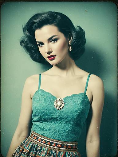 Vintage Style Woman in Bohemian Outfit