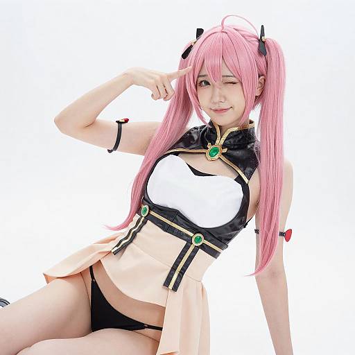 Cosplay Girl with Pink Twin-Tails