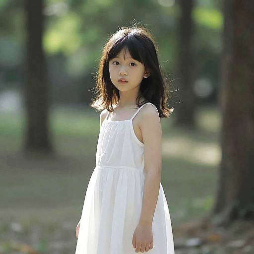 Ethereal Girl in Sunlit Forest