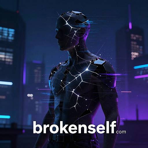 Surreal Cyberpunk Fragmented Silhouette