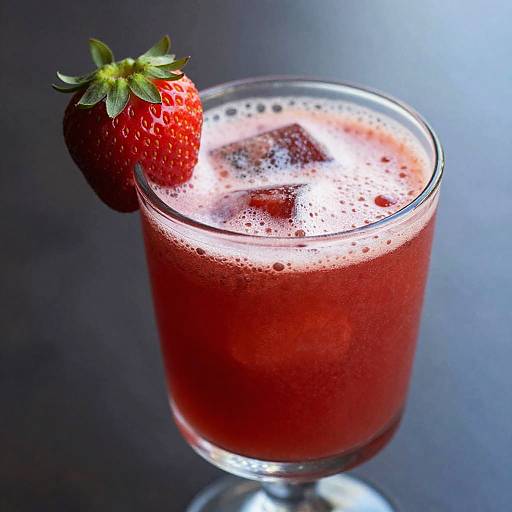 Red Strawberry Cocktail with Fresh Garnish