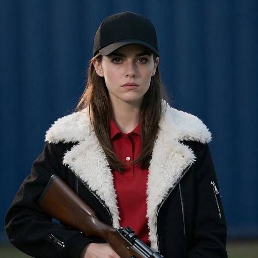 Dramatic Portrait of Armed Woman