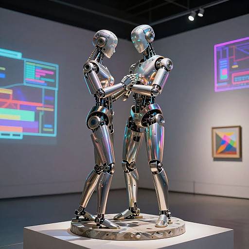 AI Robot Sculpting in Art Gallery