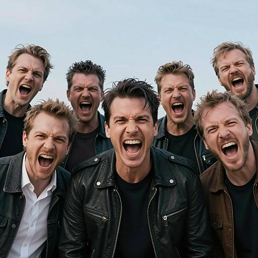 Dynamic Group of Shouting Men