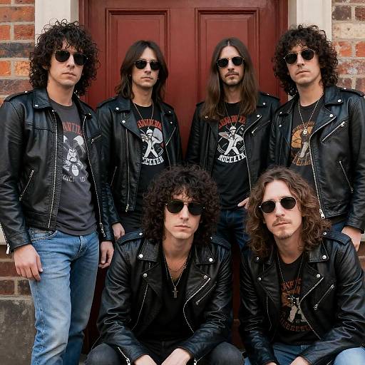 Group of Men in Leather Jackets and Sunglasses