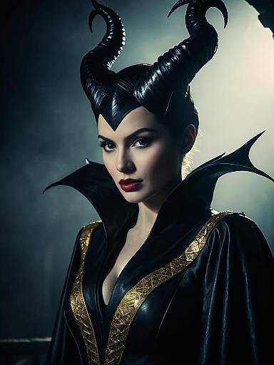 Striking Woman in Maleficent Costume