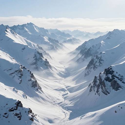 Dreamlike Snow-Capped Mountain Waves