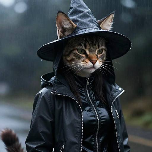 Photorealistic Furry Girl in Rain