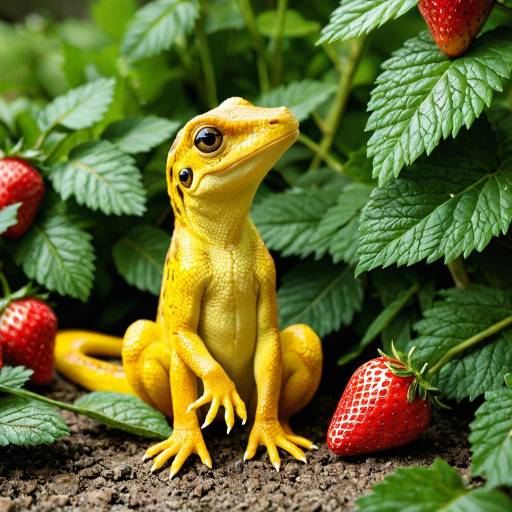 Lively Lizard on a Strawberry Scene Lively Lizard on a Strawberry Scene
