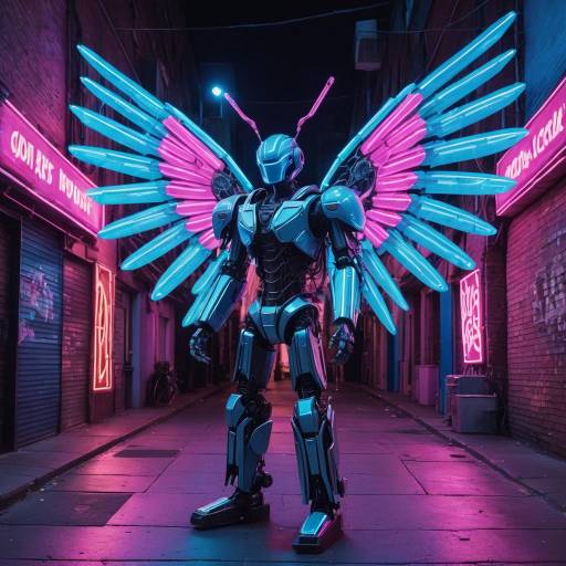 Robotic Street Performer in Neon Alley Robotic Street Performer in Neon Alley