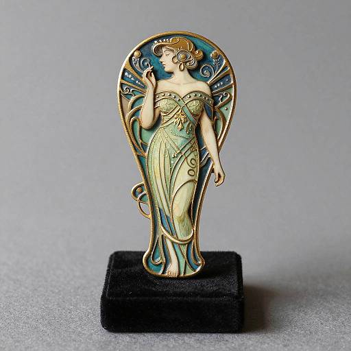 Art Nouveau Brooch on Velvet Stand