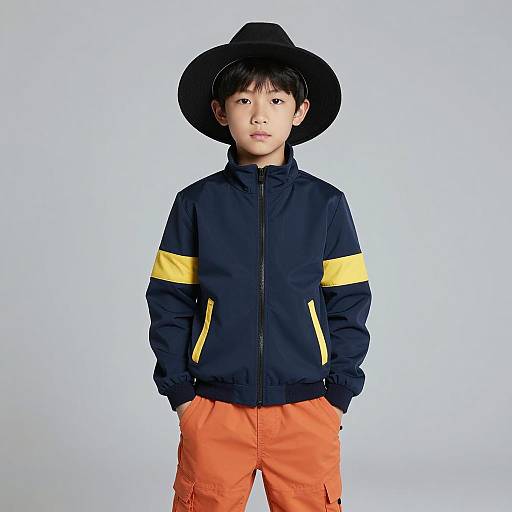 Young Asian Boy in Casual Outfit