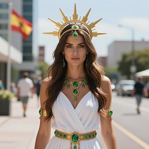 Woman in Goddess Costume Outdoors