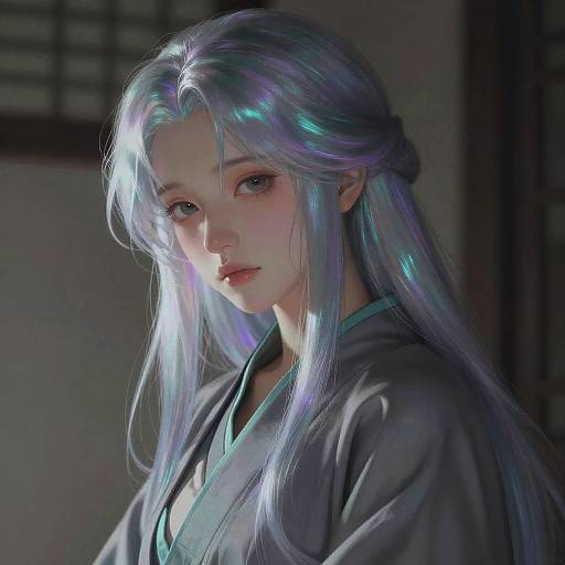 Soft Iridescent Android Portrait of Intimacy