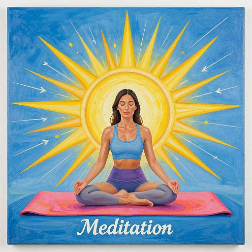 Woman Meditating with Radiant Sunburst