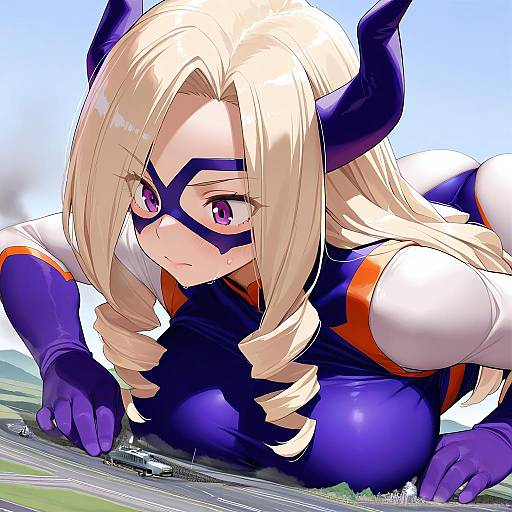 Illustration of Mount lady, boku no hero academia in the style of Kaisen chuui