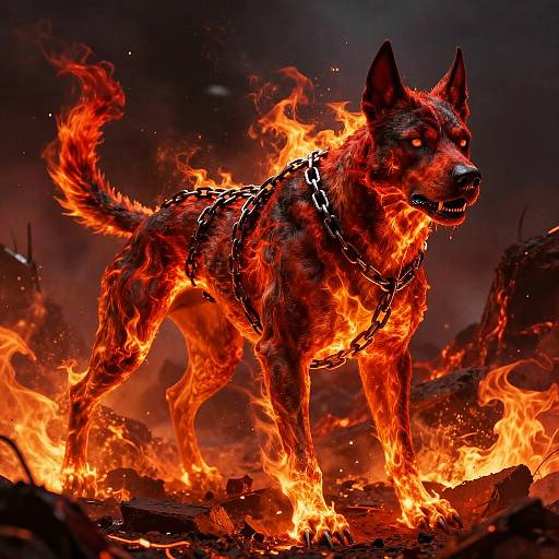 Hellhound with Burning Chains