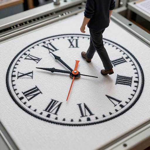 Intricate Machine Embroidery Clock Walk