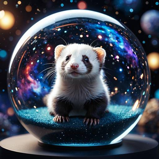Cute Nebula Ferret in Glass Sphere Cute Nebula Ferret in Glass Sphere