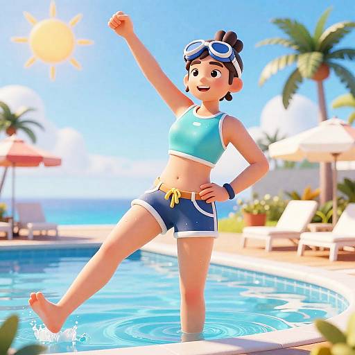 Tracer Poolside Retro Swim Pose