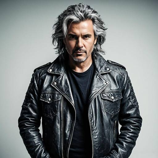Middle-aged man with salt-and-pepper hair in leather jacket