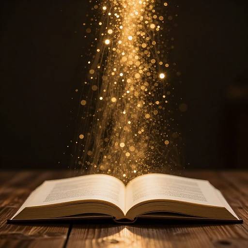 Ethereal Open Book with Golden Bokeh