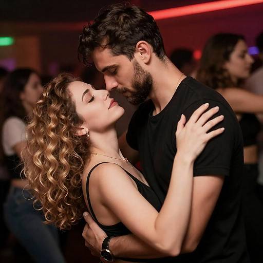 Neon Club Couple Dancing in Embrace