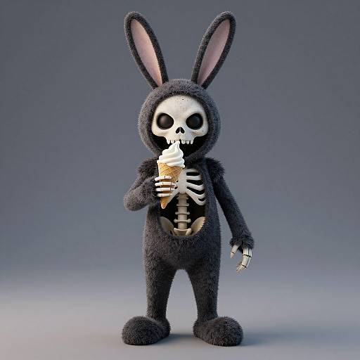 Scary Skeleton in Killer Rabbit Costume