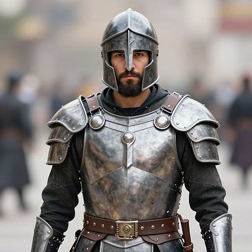 Warrior Male in Armor Close-up