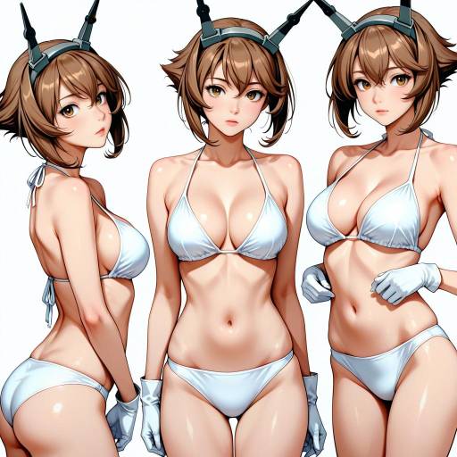 Anime Girl in White Bikini with Headgear