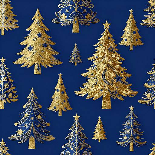 Elegant Blue and Gold Christmas Trees