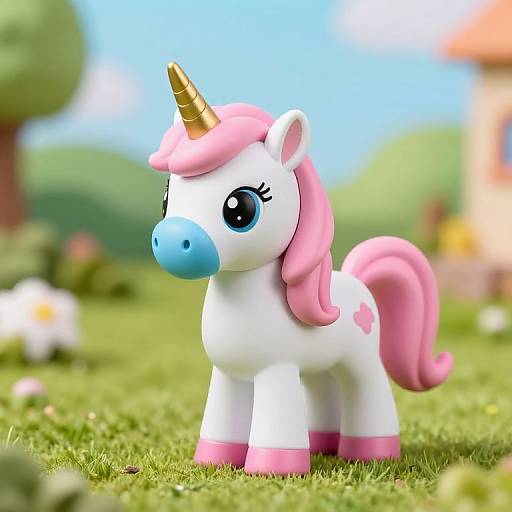 Graceful Cute Unicorn Figurine Scene