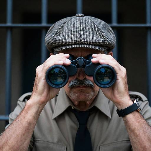 Intense Man Behind Bars in Uniform
