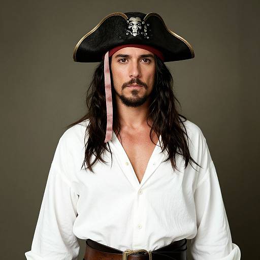 Man in White Pirate Shirt