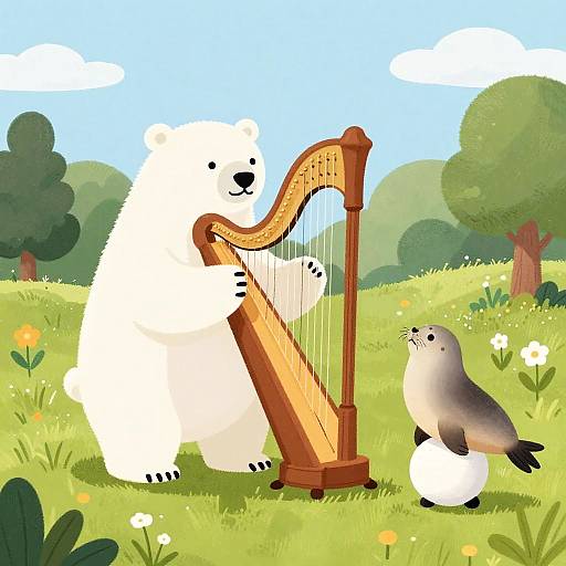 Whimsical Polar Bear and Seal Performance