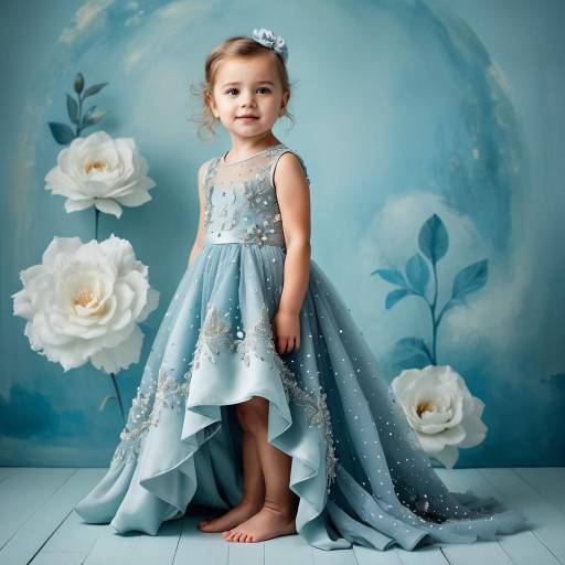 Little Girl in Elegant Blue Dress