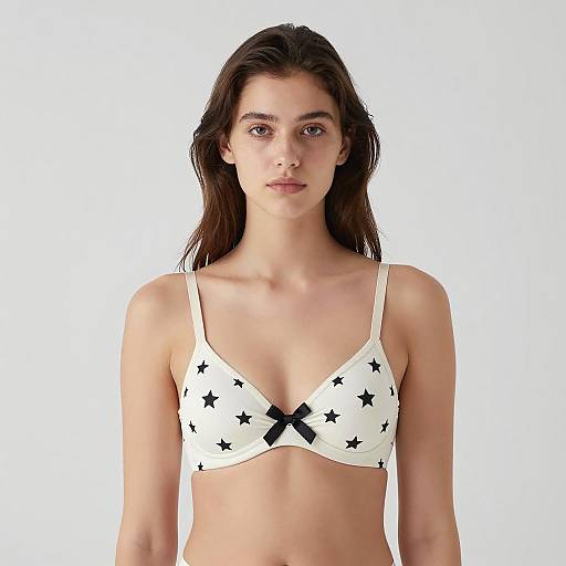 Portrait of Woman in Star-patterned Bra