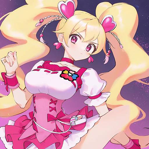 Illustration of Cure peach, precure in the style of Ojo aa