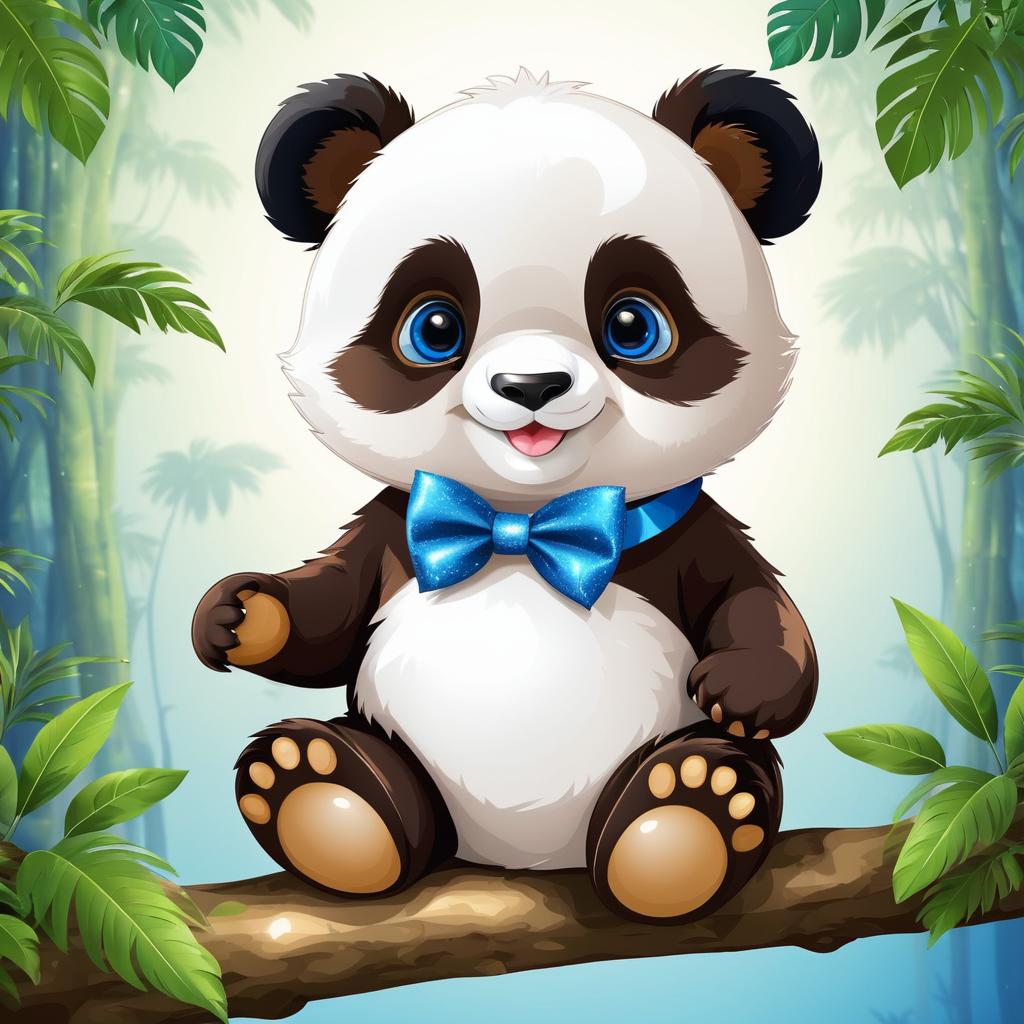 Cute Baby Panda in Lush Rainforest