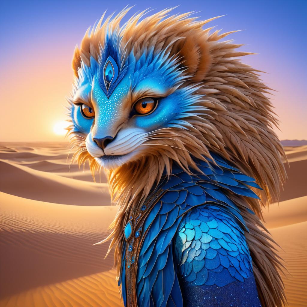 Sandy Fur Creature in Surreal Desert