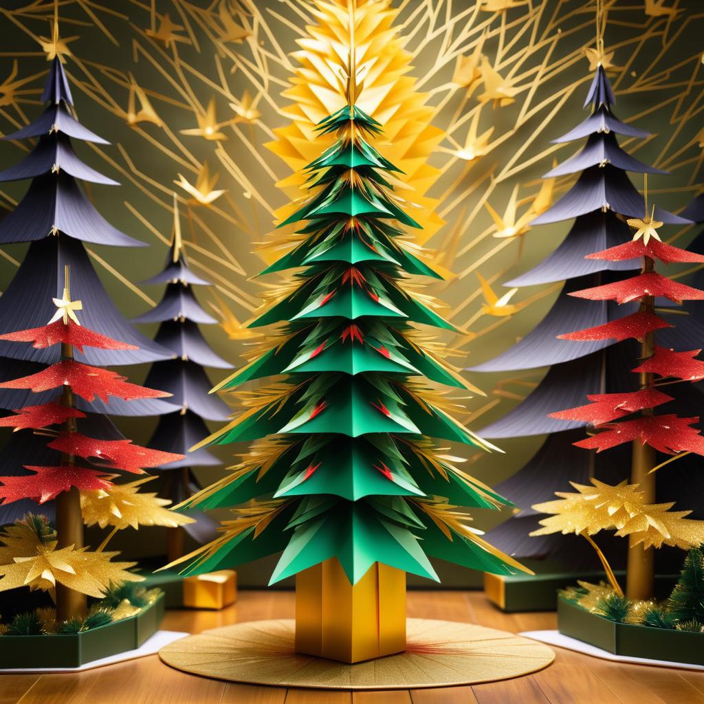 Festive Christmas Tree with Origami Cranes