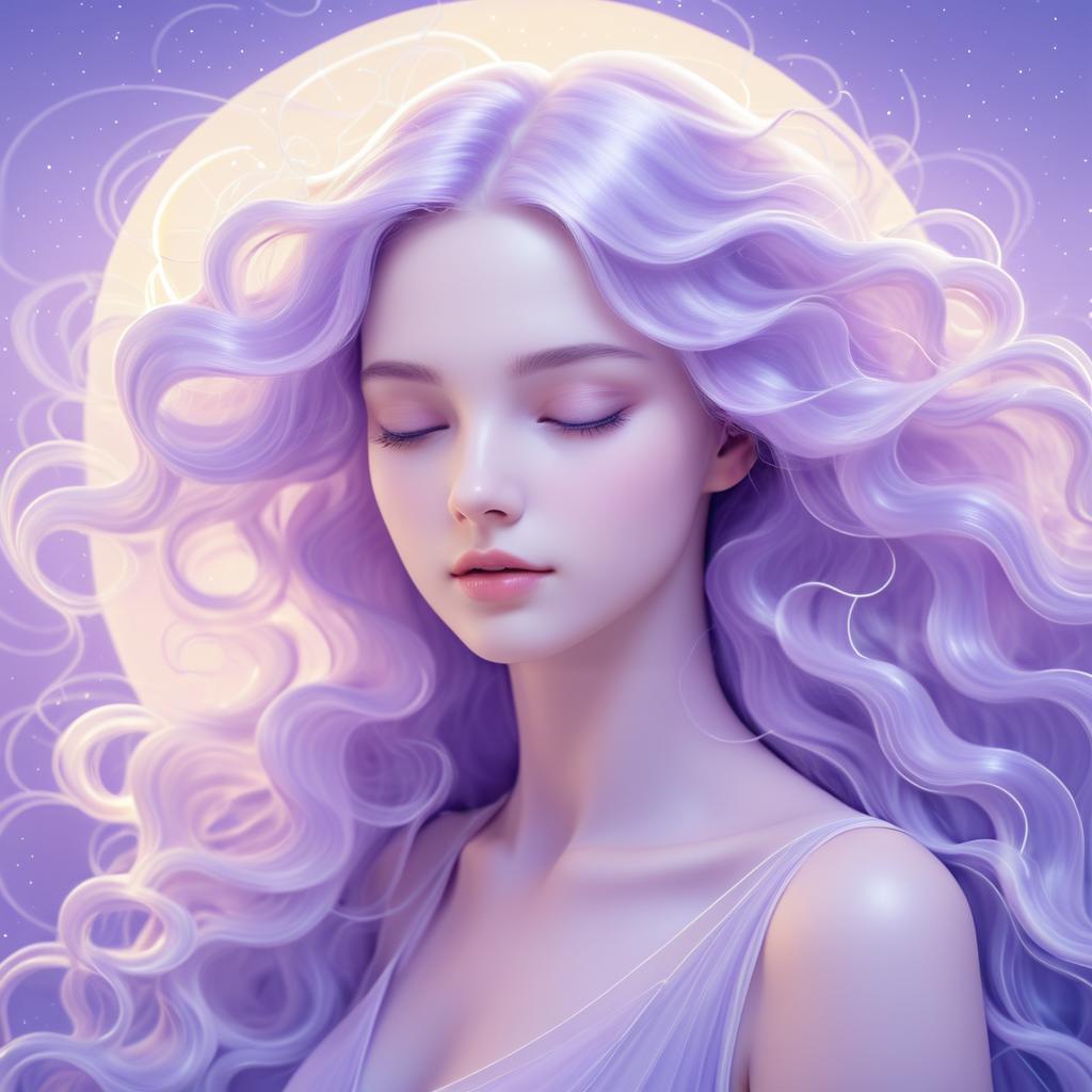 Ethereal Woman with Lavender Hair Illustration