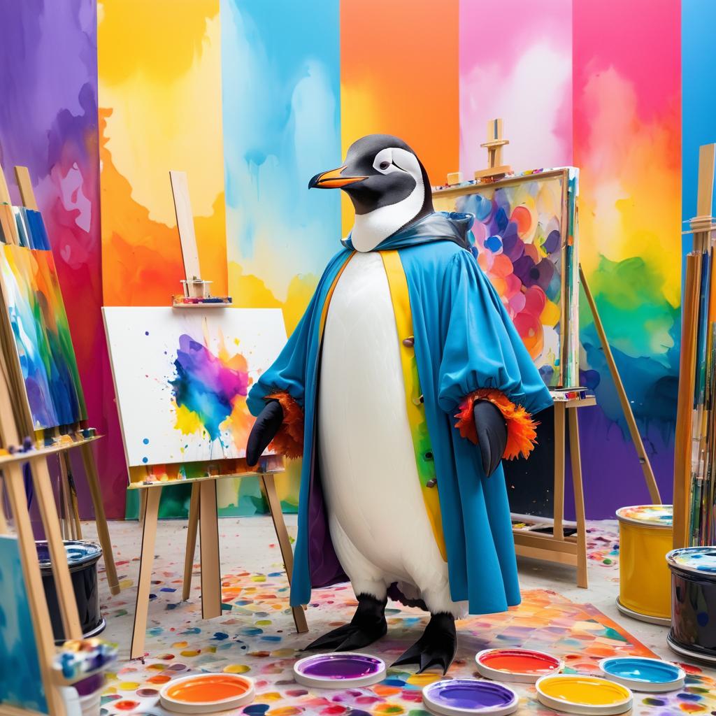 Penguin in Renaissance Artist's Studio