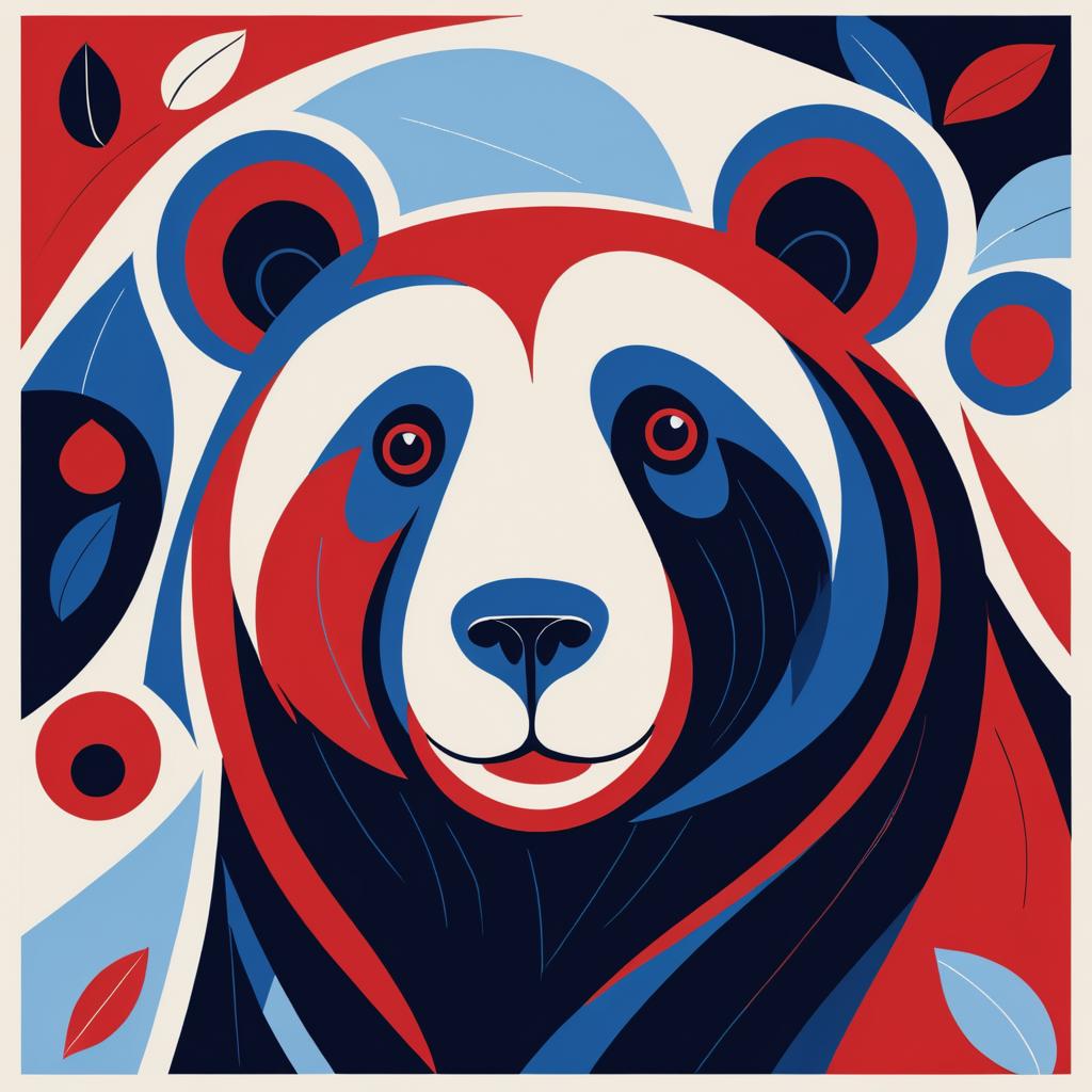 Stylized Bear Illustration Inspired by Matisse