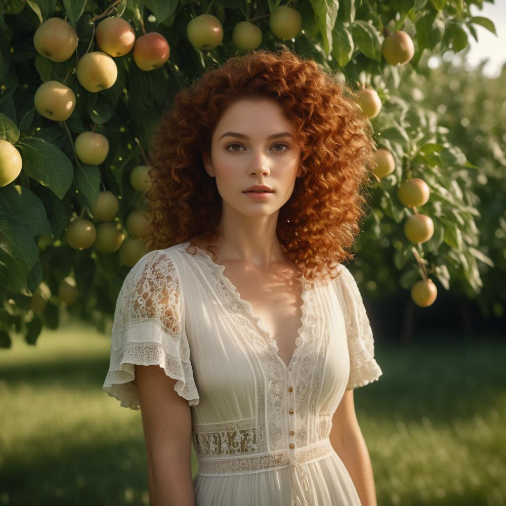 Elegant Jewish Woman in Summer Orchard