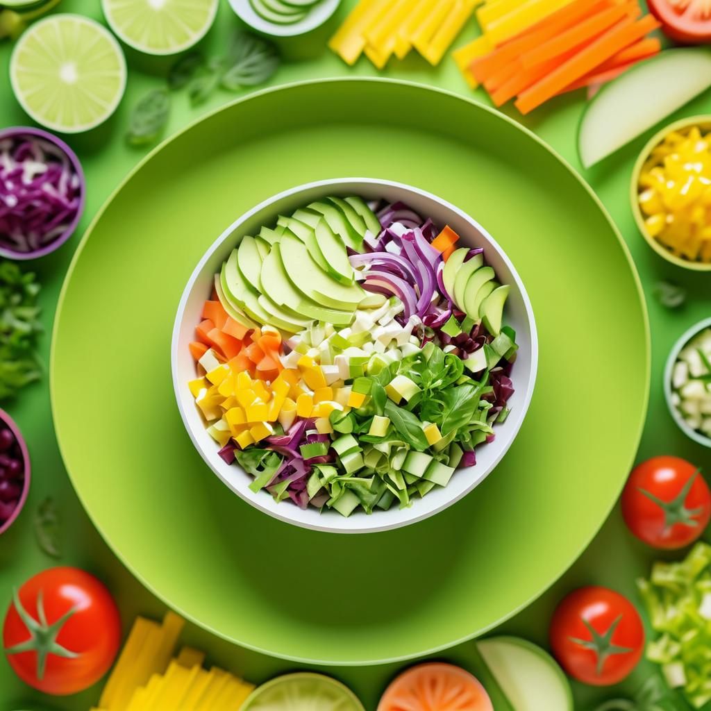 Vibrant Calligraphy and Colorful Salad Bowl