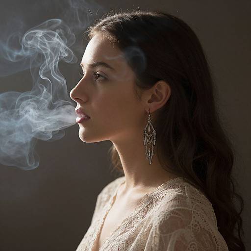 Dreamlike Portrait with Smoky Aura