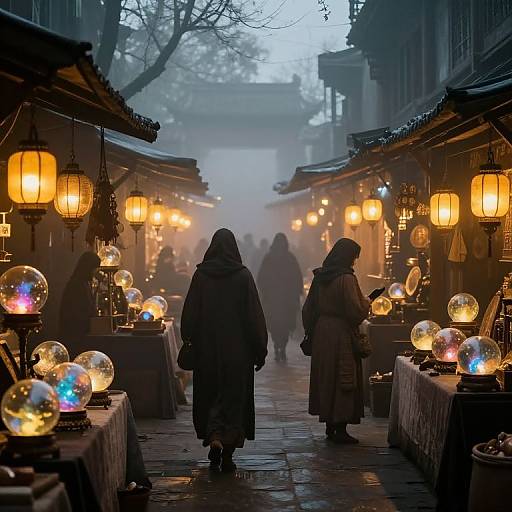 Misty Marketplace of Glowing Dreams
