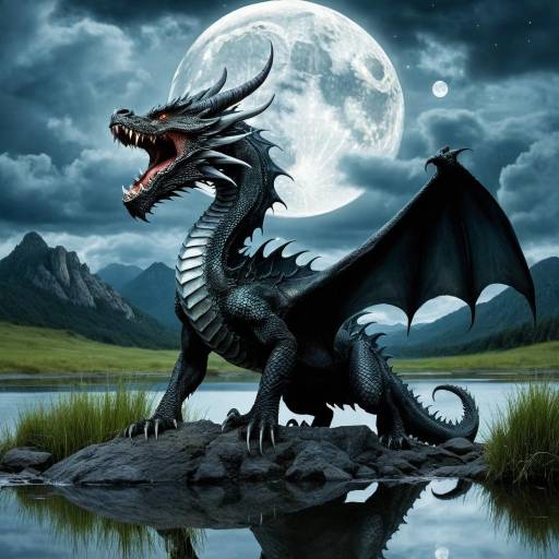 Majestic Dragon Under the Full Moon